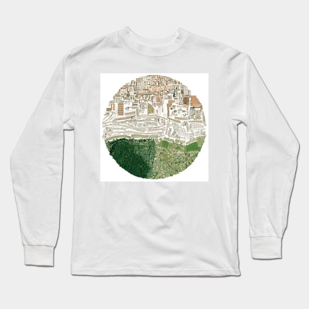 the genius loci in the city landscape, ecopop urban collage street map Long Sleeve T-Shirt by jorge_lebeau